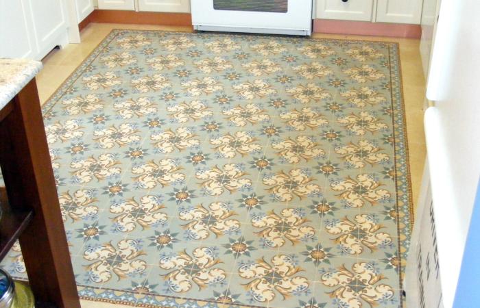 An antique tile carpet feature in Ontario, Canada