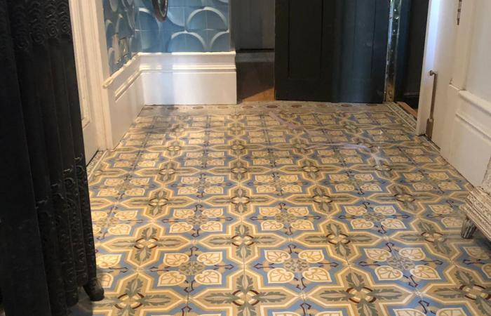 An antique ceramic floor in a Madrid apartment