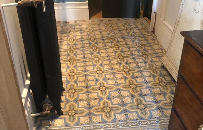 An antique ceramic floor in a Madrid apartment