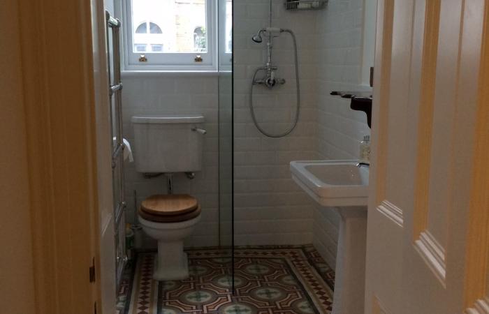 Two antique carreaux de ciment floors adding warmth and colour in this North London home.