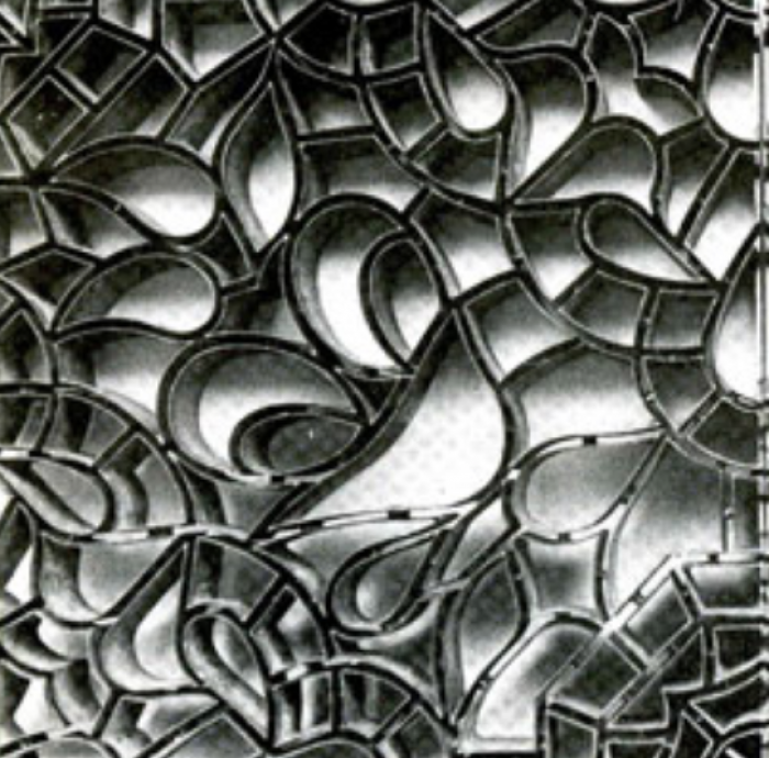 Brass mould from the Colozier factory, France c.1890. Different coloured dust clays were carefully poured by hand into each section of the mould to create the tile design. Brass mould from the Colozier factory, France c.1890. Different coloured dust clays were carefully poured by hand into each section of the mould to create the tile design.