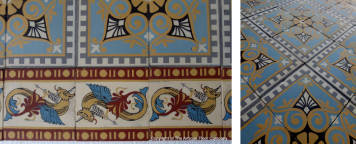 Another example of the refinement in detail possible with a ceramic tile slip is this stunningly detailed Perrusson floor c.1900 with its mythical dragon borders Another example of the refinement in detail possible with a ceramic tile slip is this stunningly detailed Perrusson floor c.1900 with its mythical dragon borders