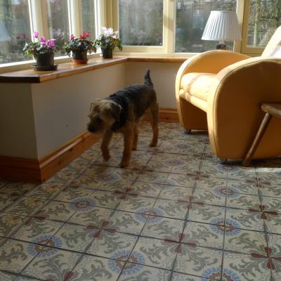 A thistle themed ceramic in a charming English conservatory