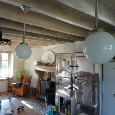 Three antique French floors in a Burgundy Farmhouse restoration 