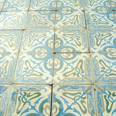 An early Art Nouveau floor in a bathroom in England