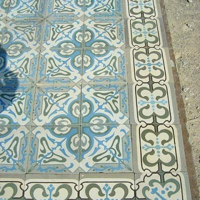 An early Art Nouveau floor in a bathroom in England