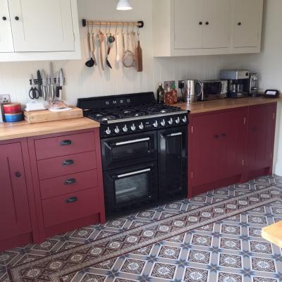 Two fine examples of an antique French ceramic in their new kitchens