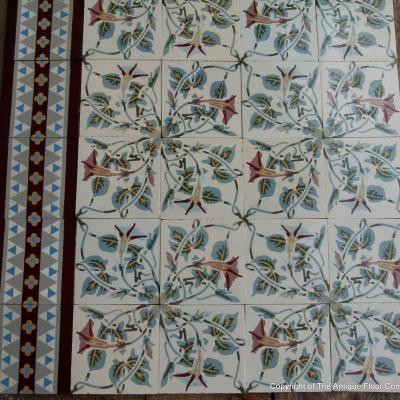 A pretty period floral ceramic with a strong geometric border