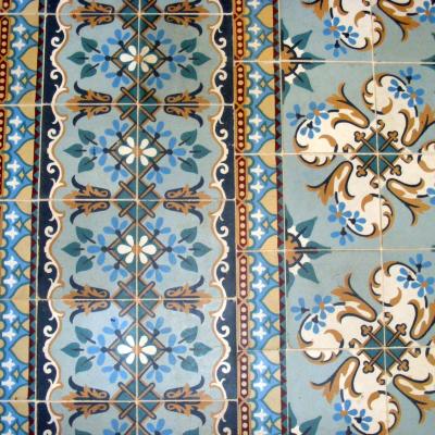 An antique tile carpet feature in Ontario, Canada