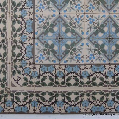 Large +/- 22.75m2 antique ceramic floor with same size border tiles