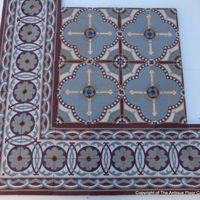 12.5m2 antique French Bocquey and Winckelmans ceramic floor