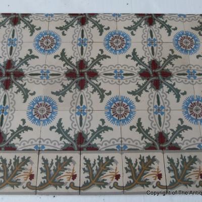 3.6m2 antique French ceramic 14.3cm square tiles