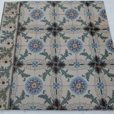 5m2 antique French thistle themed ceramic