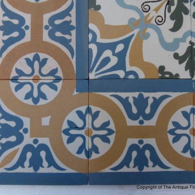 c.7m2+ antique French Maubeuge ceramic floor - early 20th century