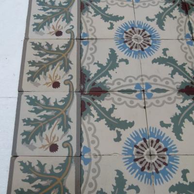 5m2 antique French thistle themed ceramic