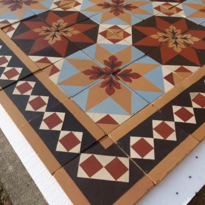 8.2m2 beautiful antique Perrusson ceramic floor - early 20th century