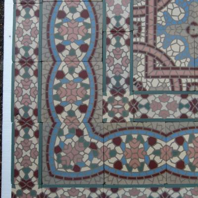 11m2 antique ceramic mosaic themed floor with triple borders