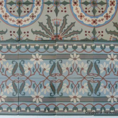 10m2 / 107 sq. ft antique floral themed Societe Amay ceramic