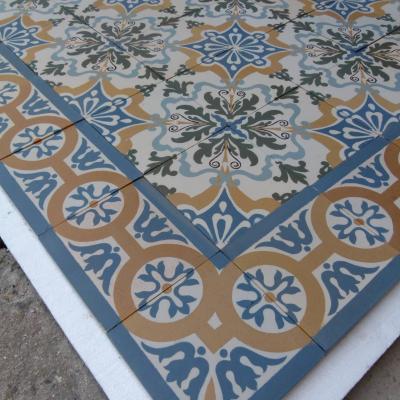 c.7m2+ antique French Maubeuge ceramic floor - early 20th century