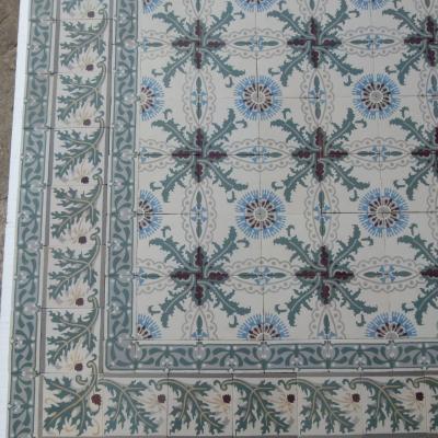 9m2 / 97 sq ft antique Belgian ceramic floor with triple borders