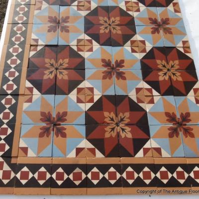 8.2m2 beautiful antique Perrusson ceramic floor - early 20th century