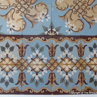 14.5m2  stunningly detailed early 20th century French ceramic floor