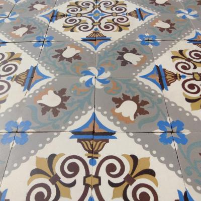 c.12-13m2 Beautiful antique Belgian ceramic floor with triple borders