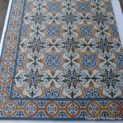 c.7m2+ antique French Maubeuge ceramic floor - early 20th century