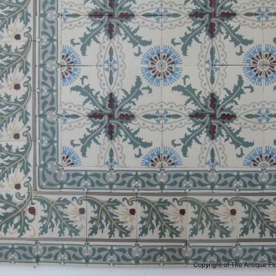 9m2 / 97 sq ft antique Belgian ceramic floor with triple borders