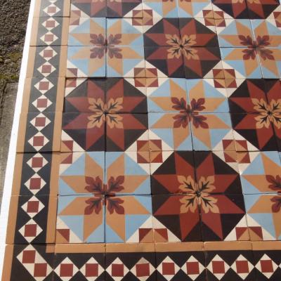 8.2m2 beautiful antique Perrusson ceramic floor - early 20th century