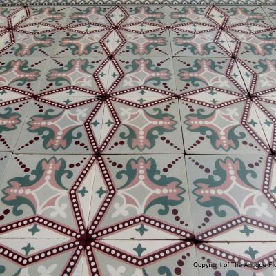 20m2+ / 215 sq ft antique art nouveau ceramic floor 