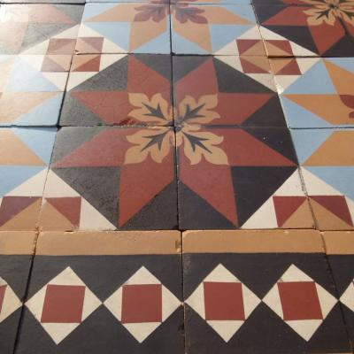 8.2m2 beautiful antique Perrusson ceramic floor - early 20th century