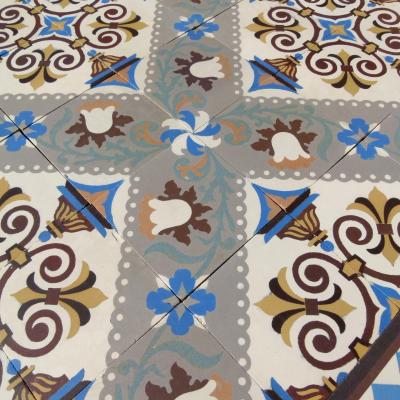 c.12-13m2 Beautiful antique Belgian ceramic floor with triple borders