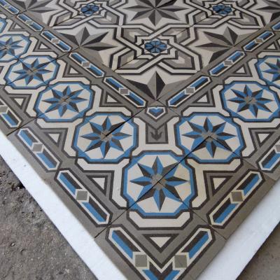 c.23m2 / 246 sq ft antique Belgian ceramic in a cool palette 