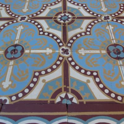 12.5m2 antique French Bocquey and Winckelmans ceramic floor