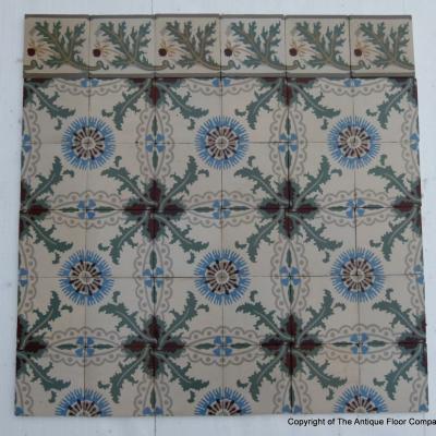 5m2 antique French thistle themed ceramic