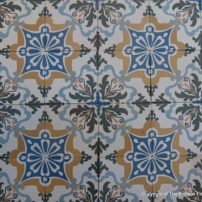 c.7m2+ antique French Maubeuge ceramic floor - early 20th century