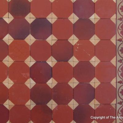 2m2 period French Perrusson floor of large 17cm square ceramic tiles