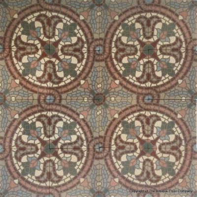 c.2.5m2 Belgian mosaic themed ceramic tile - c.1930