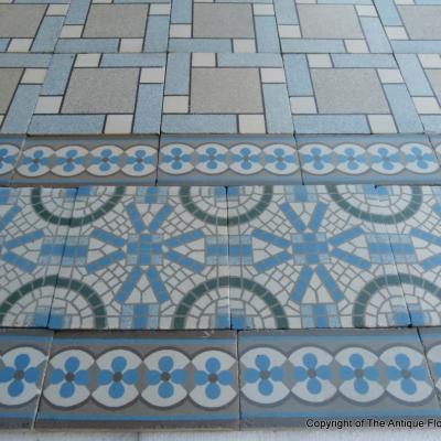 6m2 antique Belgian ceramic floor with triple borders