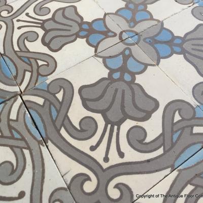 9.4m2 art nouveau Belgian ceramic floor - pre 1912