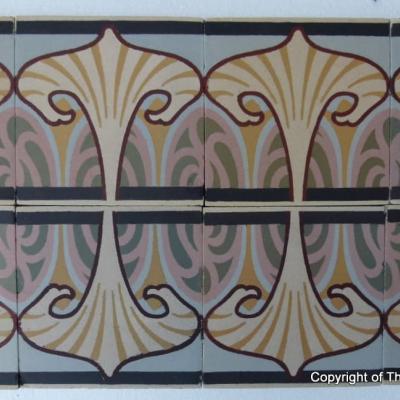 55 French Art Nouveau tiles in a pastel palette