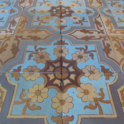 c.13.75m2 - Exquisite Boch Freres antique ceramic floor c.1890-1900