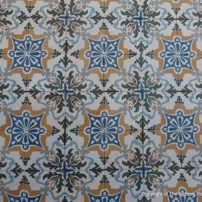 c.7m2+ antique French Maubeuge ceramic floor - early 20th century