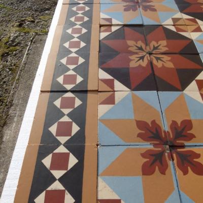 8.2m2 beautiful antique Perrusson ceramic floor - early 20th century