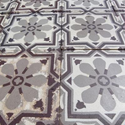 8m2 to 10m2 antique ceramic floor with beautiful patina c.1870