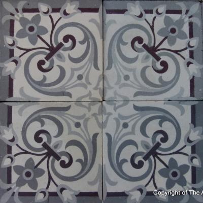 A small, 5m2, three motif antique French ceramic