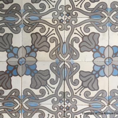 9.4m2 art nouveau Belgian ceramic floor - pre 1912