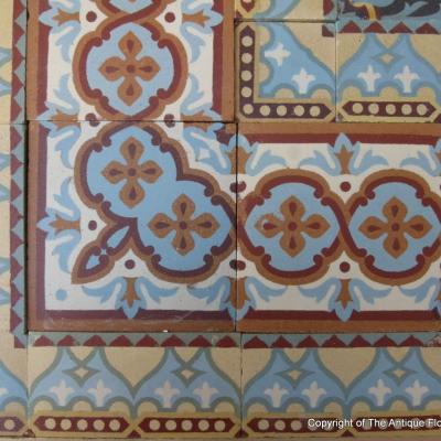 A 13.5m2/145 sq ft. antique French ceramic using two field tiles