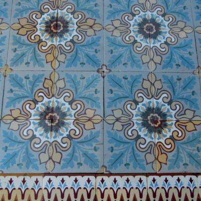 3.9m2 antique French Douzies Maubeuge ceramic tiles 